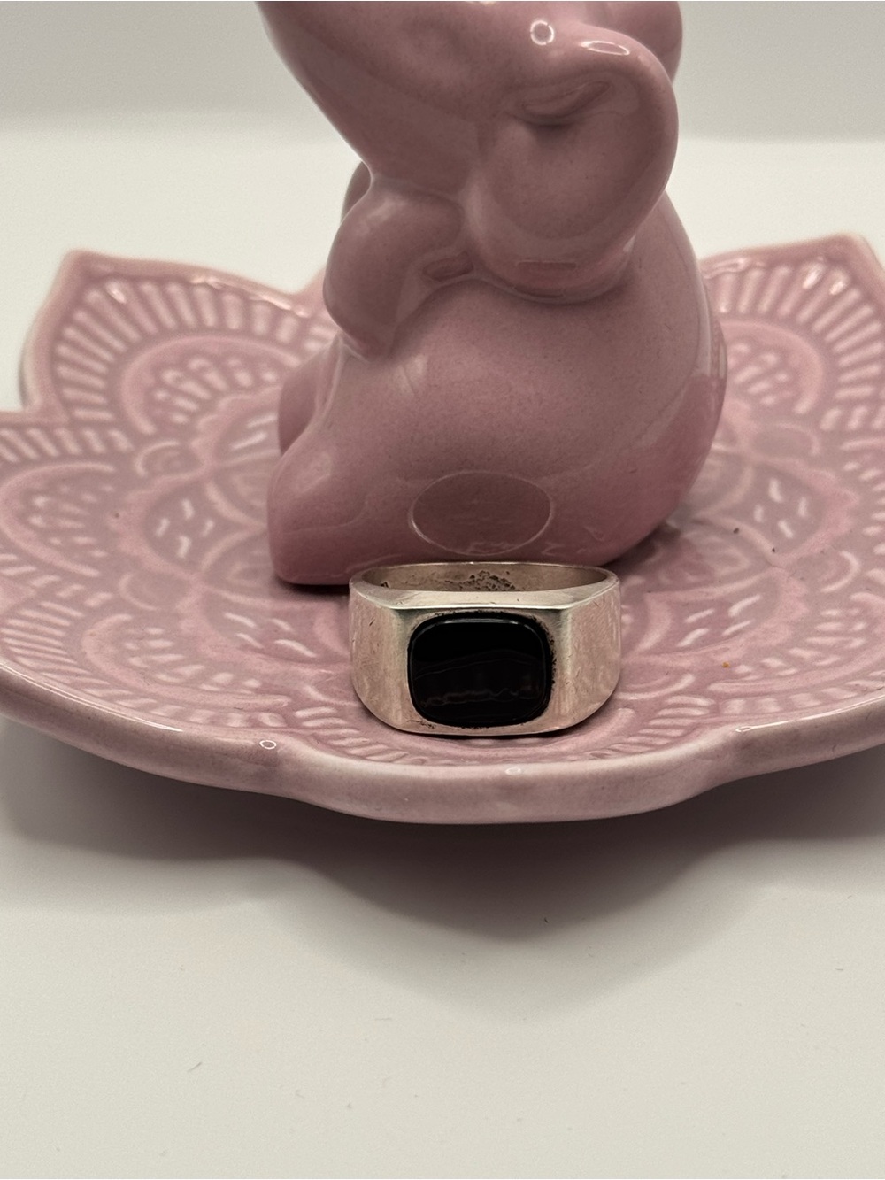 Sterling Silver Black Onyx Signet Ring Sz 11